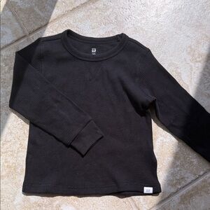 Baby GAP Black Waffle-Knit Long Sleeve Top - size 3T
